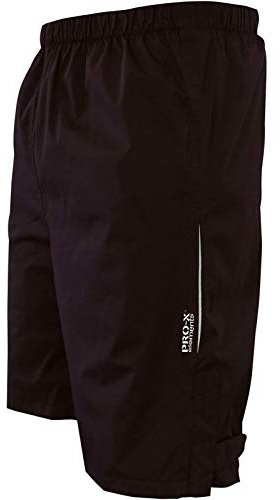 PRO-X elements Herren XL&D Regen-Überhose kurz Ontario I Ultraleichte atmungsaktive Regenhose gedoppelter Sitzfläche I Reflektierend, wasserdicht, Schwarz, L