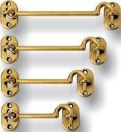 GANCIO RIGIDO PER SERRAMENTI IN OTTONE (mm. 140, LUCIDO VERNICIATO)