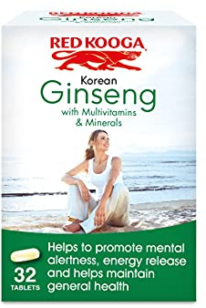 Red Kooga Ginseng Multivitamins and Minerals, with Vitamins B2, B6 and 12 and Niacin, Zinc and Iron, Pack of 32 Tablets