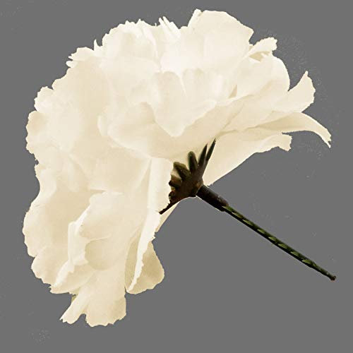 144 Cream/Ivory carnation picks artificial silk flowers, wedding buttonholes, funeral tributes