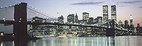 Manhattan Skyline The Bridge and Beyond Poster Panorama-Nacht Brooklyn Bridge Twin Towers World Trade Center New York City Michael Pasdzior 91,4 x 30,5 cm