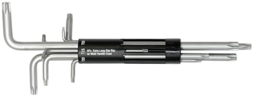 SW-Stahl Winkelschlüsselsatz T10-T50, 9-teilig, Torx-Profil extra lang | Chrom-Vanadium-Stahl, Montagewinkel bis 15 Grad, Halter als T-Griff nutzbar, extrem verschleißfest, Premium Qualität