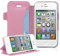 cadorabo - Ultra Slim Book Style Cover for > Apple iPhone 4 / 4S < with Card Slot and Stand Function - Etui Case Protection Skin in LIGHT-PINK