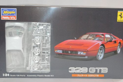 Hasegawa Sonderposten - Ferrari 328GTB Coupe Rot Kit Bausatz 1/24 Modell Auto mit individiuellem Wunschkennzeichen