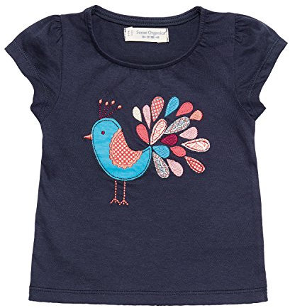 Sense Organics Baby-Mädchen GADA GOTS T-Shirt, Mehrfarbig (Navy + Peacock Appl. 200066), 56 (Herstellergröße: 0M)