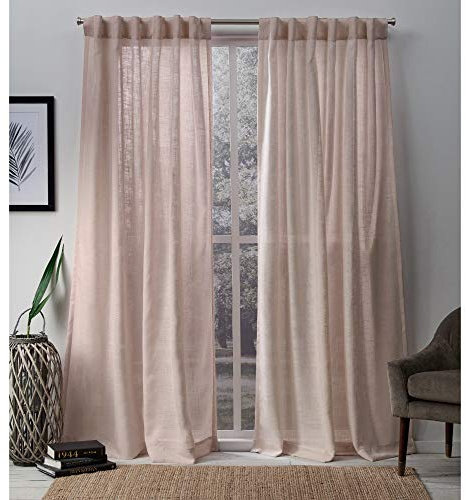 Exclusive Home Curtains Bella Sheer Hidden Tab Top Panel Pair, Rose, 54x96, 2 Piece