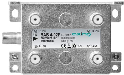 Axing BAB 4-02P 4-Fach Terminal-Abzweiger Kabelfernsehen CATV Multimedia DVB-T2 5-1218 MHz