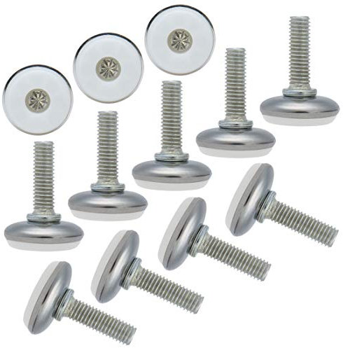 sourcing map 12 Pcs Pieds de Nivellement Meuble Réglable M8 x 25 x 28mm Pied de Meuble à Visser pour Meubles, pour Chaise, Machine Industrielle, Pied de Bureau, Capuchon Blanc