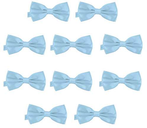 DonDon Set da 10 papillon da uomo 12 x 6 cm già legato e infinitamente regolabile – Blu chiaro