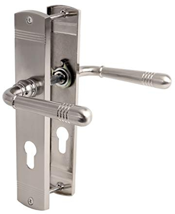 Türgriff Türklinke Türbeschlag Griff Schutzbeschlag Türdrücker in Nickel matt Drückergarnitur (Profilzylinder)
