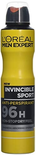 L'Oréal Men Expert Invincible Sport 96H Anti-Transpirant Spray, bekämpft Schweiß & Geruch, mit Magnesia & frischem holzigem Duft, Für aktive Männer, langanhaltende Trockenheit, 6 x 250 ml