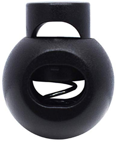 Kordelstopper mit Kordelzug, Einzelloch, rund, Kugelverschluss, Größe 20 mm x 24 mm, für 5 mm Seile, 25 Stück