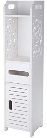 Queiting Bathroom Cabinet Corner Shelf Wooden Modern Cupboard Storage Toilet Tissue Paper Unit White