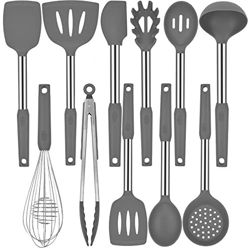 Juego de utensilios de cocina – utensilios de cocina de silicona – Juego de utensilios de cocina de acero inoxidable – Juego de espátulas de silicona – Utensilios de cocina de silicona – utensilios