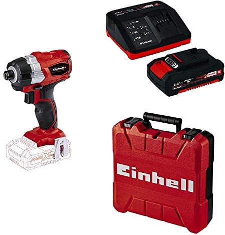 Einhell 4510030 Avvitatore a Impulsi Te-Ci 18 Bl, Solo Power X-Change, Ioni di Litio, 180 NM, Motore Brushless, 18 V + Power-X-Change Starter Kit(Batteria e Caricabatteria) + Valigetta Universale