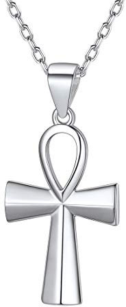 ChicSilver Silberkette mit Ankh Kreuz Anhänger Religiöse Hängende Halskette Egyptian Ankh Kreuz Anhänger für Herren Damen