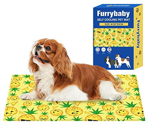 Kühlmatte für Hunde, selbstkühlende Gel-Matte, kühlende Betten für Haustiere, Größe M (50 x 65 cm), Ananas-Kühlmatte