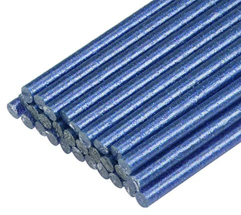 sourcing map 30pcs Mini Hot Glue Gun Sticks 7mm x 100mm High Sticky Small Hot Glue Sticks for Glue Gun, Glitter Blue
