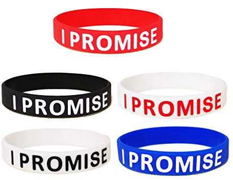 Lot de 5 bracelets de sport unisexe en silicone avec inscription I Promise