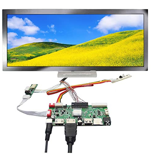VSDISPLAY 31,2 cm (12,3 Zoll) 1920x720 850nit IPS Wide Bar Bildschirm | und H/D USB SD Card LCD Controller Board,Multimedia Support MP4