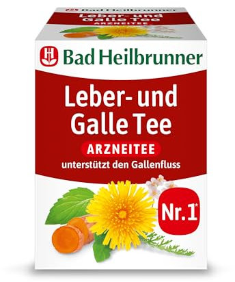 Bad Heilbrunner Leber- & Galle Tee - Arzneitee im Filterbeutel - Pfefferminzblätter, Löwenzahn, Javanische Gelbwurz, Schafgarbenkraut - unterstützt den Gallenfluss (12 x 8 Filterbeutel)