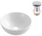 VBChome Waschbecken 39 cm Keramik Weiß Oval Waschtisch Pop-up ventil Click-Clack Handwaschbecken Aufsatzwaschbecken Waschschale Gäste WC