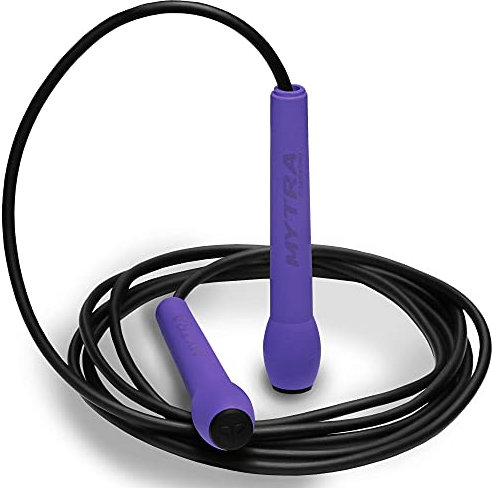 Mytra Fusion Corda per saltare – Corda per saltare con impugnatura antiscivolo Corde per saltare per perdita di peso, esercizi a casa, MMA, boxe, fitness e allenamento (Black/Purple)