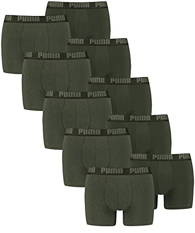 Puma Herren Boxershorts Unterhosen 521015001 10er Pack, Farbe:038 - Green Melange, Bekleidungsgröße:L