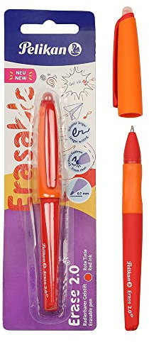 Pelikan Erase 2.0 Ergonomischer Radierbarer Kugelschreiber, rote Tinte, für Rechts- und Linkshänder, für Schule, M-Spitze, Ersatzteil im Lieferumfang enthalten, nachfüllbar