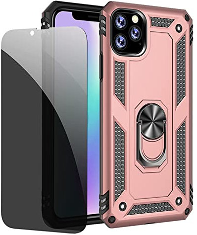 JOYTAG Kompatibel Iphone 11 Pro Max Case Rose Gold Protective Case with Privacy Glass Screen Protector Anti-Spy