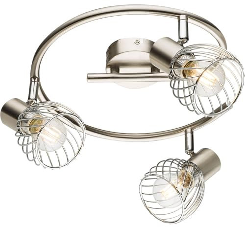 etc-shop Decken Lampe Wohn Ess Zimmer Rondell Spot Leuchte Chrom Käfig Strahler beweglich