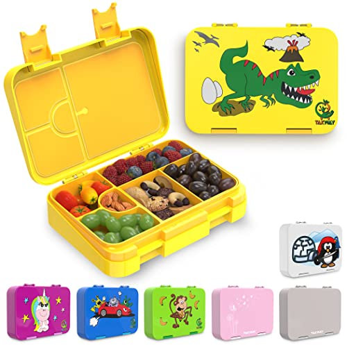 TAKWAY Brotdose Kinder mit Fächern 4+2 - robust & kinderfreundlich - Bento Box Lunchbox für KiTa Schule Kindergarten - Brotbox Vesperbox Jausenbox [gelb]