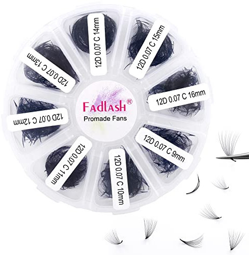 Russische Vorgefertigte 12D 0.07 C Curl 9-16mm Mixed 1000pcs Wimpern Extensions Promade Russische Fächerwimpern Vorgefertigte Wimpernverlängerung für Schönheit