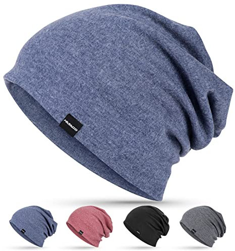 HASAGEI Mütze Herren, Slouch Beanie Damen, Leichte Dünne Mütze, Weich Baumwolle Chemo Mütze, Klassische Unisex Jersey Mütze für Frühling Herbst und Winter