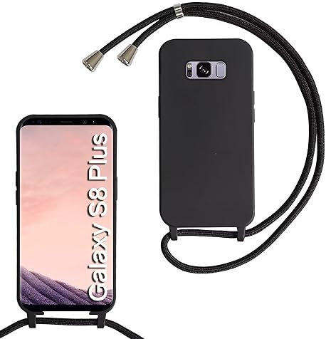 MBSLFY Silikon Handykette für Samsung Galaxy S8 Plus Hülle mit Band,Verstellbarer Halskette Handyhülle,Necklace Hülle mit Band, Handyhülle für zum Umhängen,Case mit Schnur,Schwarz