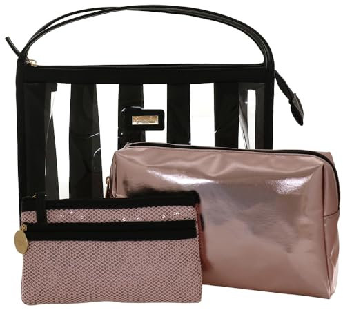 Camomilla Milano Set 3 Beauty Case, Pochette Trucco, Collezione Pigalle, Colore Rosa