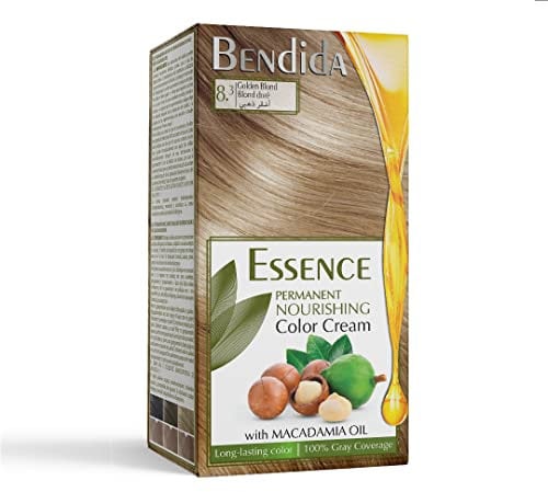 Bendida permanent haarfarbe – haartönung, rot, braun, abmattierung blond, schwarz, aschblond, haarfarben mit macadamiaöl, Haarfärbemittel mit langanhaltende farbe 120ml (8.3 Goldblond)