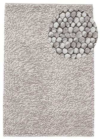 carpetfine Wollteppich Calo weicher Filzkugel-Teppich Beige 120x170 cm für Wohnzimmer, Schlafzimmer & Kinderzimmer