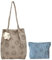 IVEOPPE Cord Tasche Damen Umhängetasche, Groß Umhängetasche Shopper, Tragetasche Damen, Kosmetiktasche, Windeltasche, Cosmetic Bag, Lächeldruck Makeup Organizer, Mädchenhandtasche mit Muppet, Grau