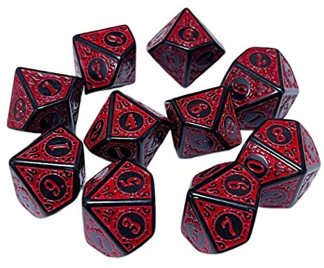Dadi D10 in Acrilico da 10 Pezzi, Dadi da Gioco, Giocattoli di intrattenimento, Set di Dadi poliedrici per Gioco, Rosso