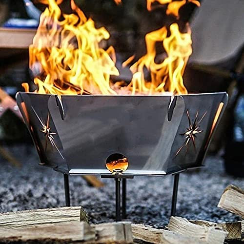ZAANU Pozo de Fuego portátil para Exteriores, Hoguera de Hierro Forjado, Cuenco para Hoguera, Chimenea de leña, Parrilla para Barbacoa