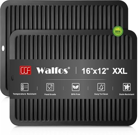 Walfos Large Silicone Trivet 16x12 Inch, Trivets for Pots and Pans, Heat Resistant Pot Holders for Kitchen Quartz Countertops, Hot Dishes, 2 Pack