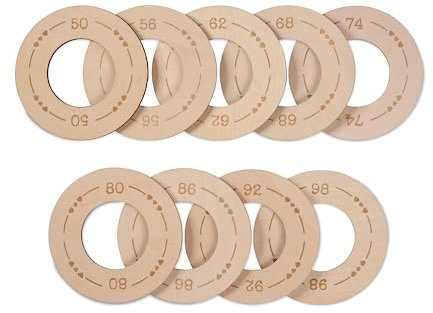 Mikki Joan Baby Größentrenner aus Holz, 9er-Set | Herzkreis Set | Größe 50-98, Ø10cm x 4mm | Langlebige und dekorative Kinderzimmer-Garderoben-Organizer | Kleiderbügeltrenner für Kinder | Neugeborene