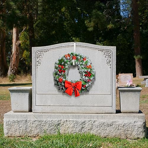 Loopeer 2 Stück Weihnachten Grabstein Kranz Aufhänger für Friedhof Grabstein Kranz Ständer Grabstein Kranz Halter für Grabmarker Grabstein Blumen Dekorationen (15,2 cm)