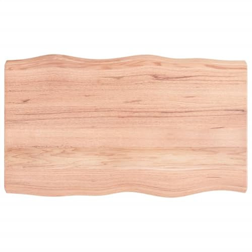 vidaXL Tischplatte, Holzplatte für Tisch Esstisch Couchtisch, Massivholzplatte Handgefertigt mit Baumkante, Ersatztischplatte, Hellbraun 100x60x(2-6) cm Massivholz Behandelt