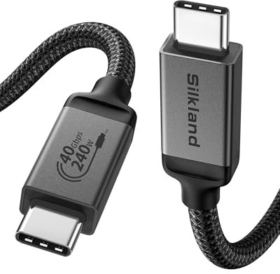 Silkland Cavo USB4 per Thunderbolt 4 50cm, Cavo Dati 40Gbps, Cavo di Ricarica PD3.1 240W 48V/5A, 8K@60Hz, Cavo da USB-C a USB-C per MacBook, iPad Pro, iMac, Hub, Dock, SSD, Monitor