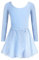 Arshiner Kinder Ballettkleidung Tütü Ballettkleid Mädchen Baumwolle Balletttrikot Langarm Ballettanzug Tanzbody mit Rock Blau 150