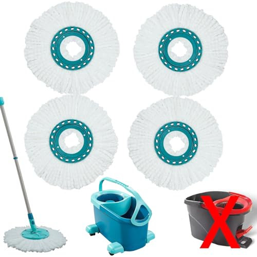 VPLONG Lot de 4 serpillères de rechange compatibles avec Leifheit Clean Twist Disc Systèmes de serpillère de rechange en microfibre très absorbante Convient à tous les types de sols