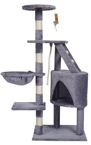 KATIDO Hoch-Kratzer für Katzen 118 cm grau-blau