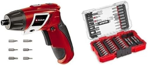 Einhell Akkuschrauber TC-SD 3,6 Li (3,6V, 1300 mAh, 3 Nm Drehmoment, Drehgelenk im Handgriff, LED-Licht, Softgriff, Ladekontrollleuchte, inkl. 48 Bits)